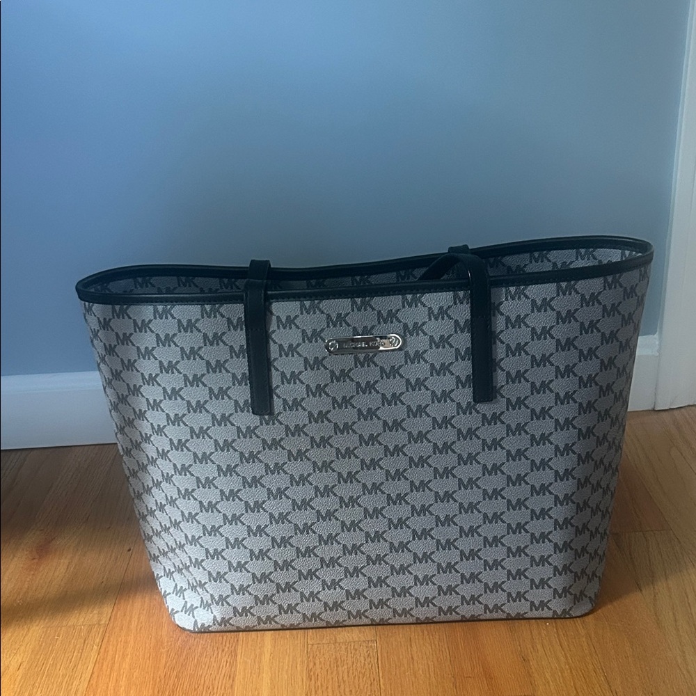 Michael Kors Black and Gray Monogram Tote